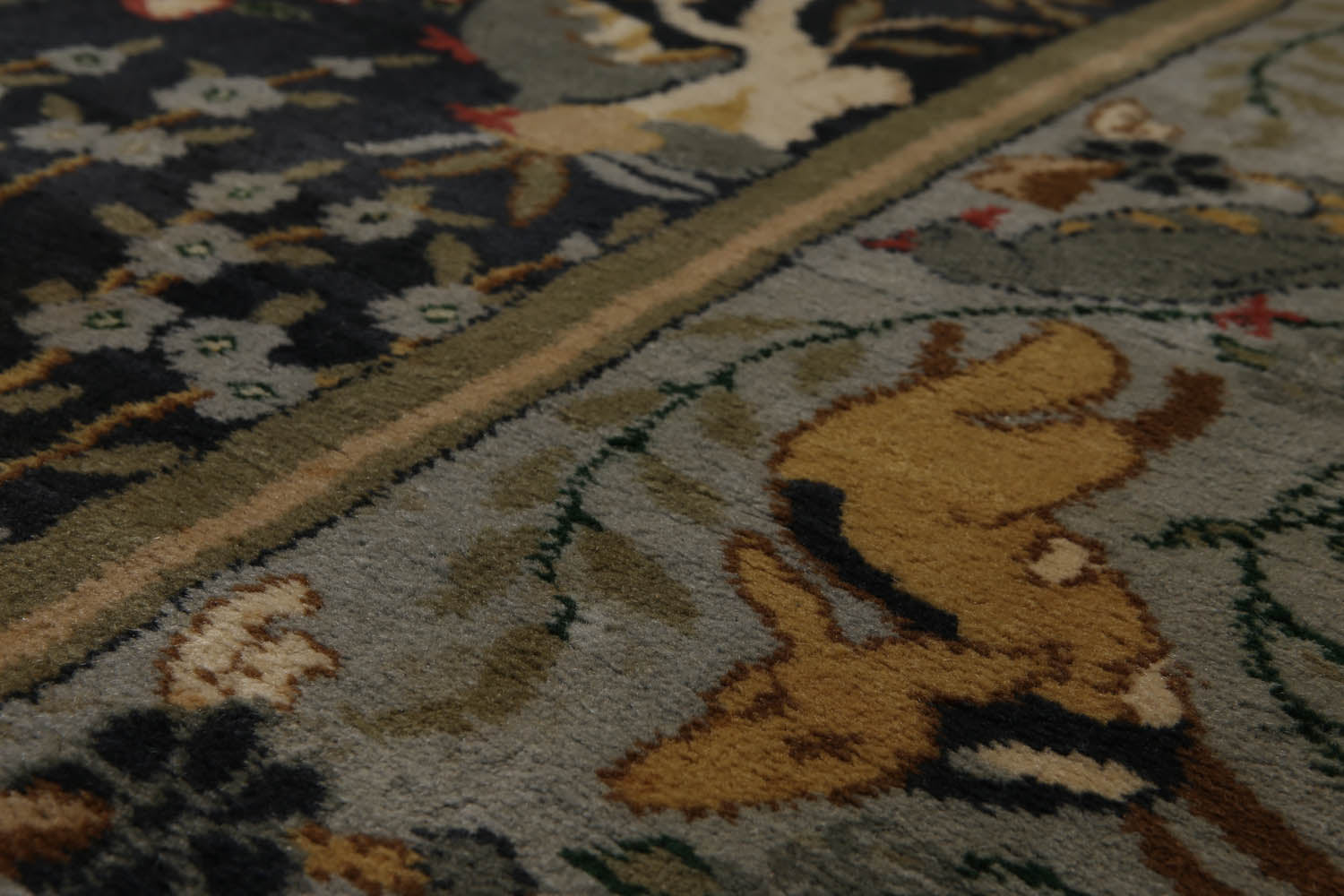 9x12 Charcoal, Sage, Brown Color Hand Knotted All-Over 100% Wool Antique Oriental Rug