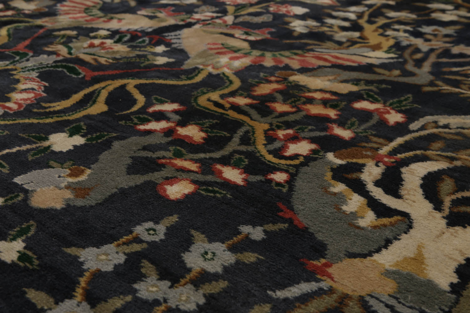 9x12 Charcoal, Sage, Brown Color Hand Knotted All-Over 100% Wool Antique Oriental Rug