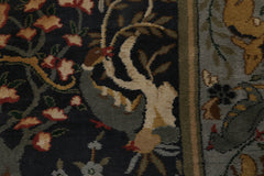 9x12 Charcoal, Sage, Brown Color Hand Knotted All-Over 100% Wool Antique Oriental Rug