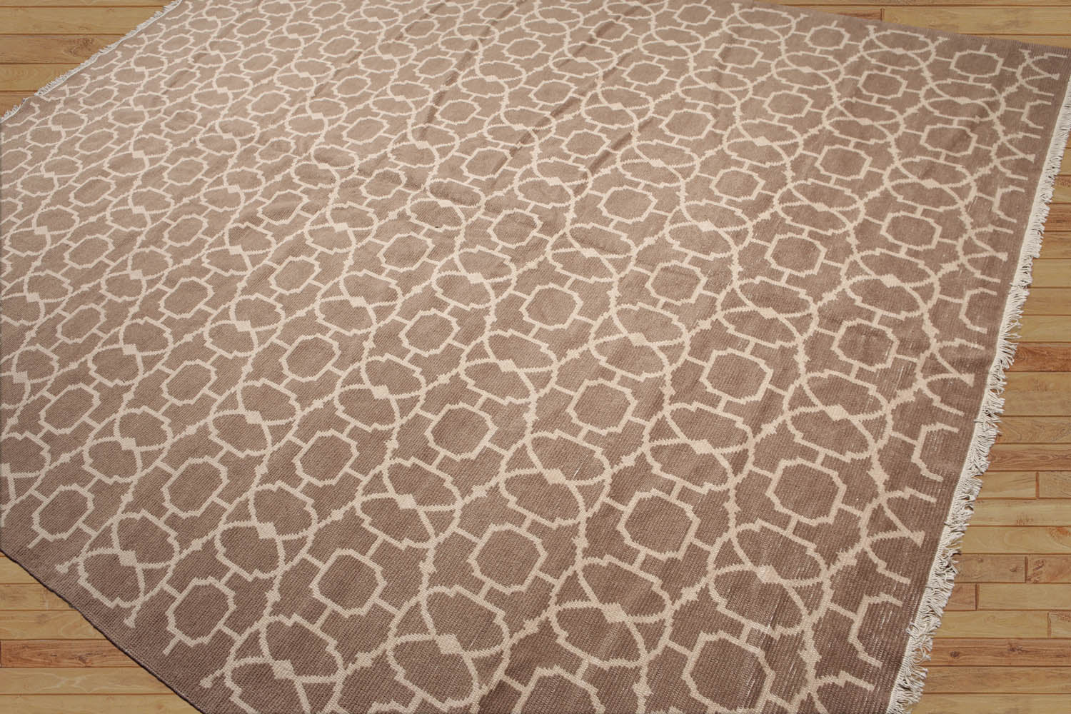 8x10 Taupe, Beige, Color Hand Knotted All-Over 100% Wool Contemporary Oriental Rug