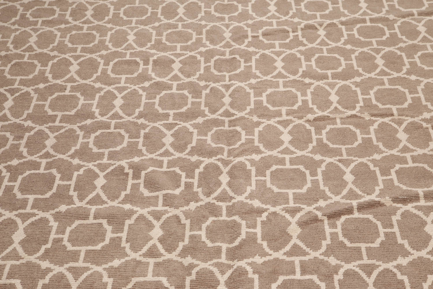 8x10 Taupe, Beige, Color Hand Knotted All-Over 100% Wool Contemporary Oriental Rug