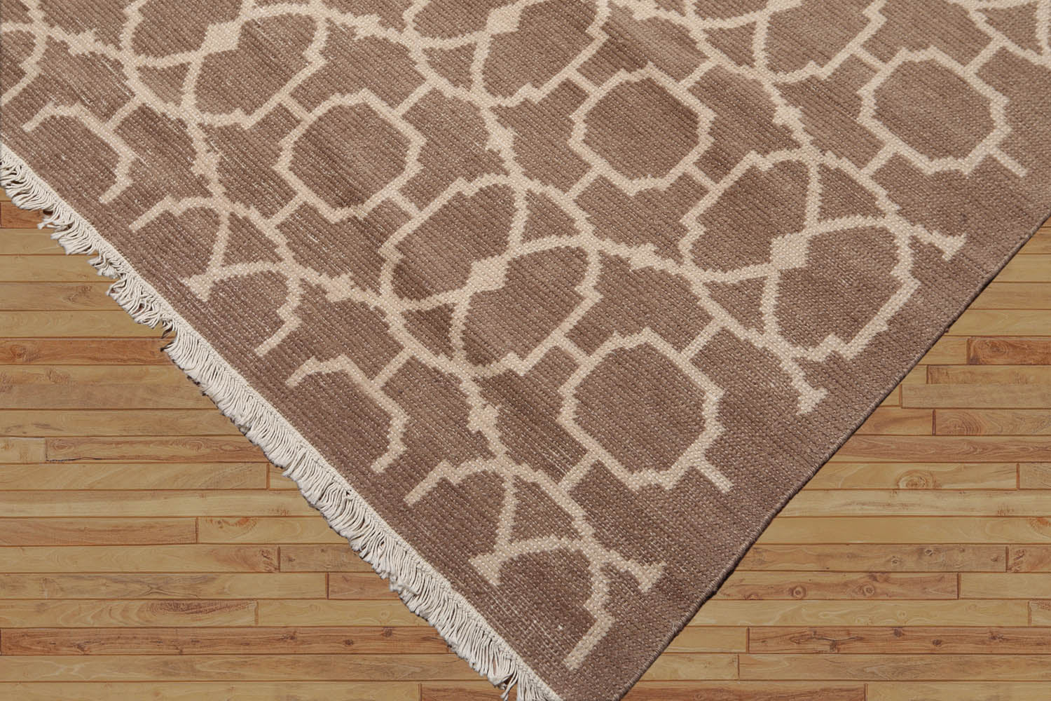 8x10 Taupe, Beige, Color Hand Knotted All-Over 100% Wool Contemporary Oriental Rug