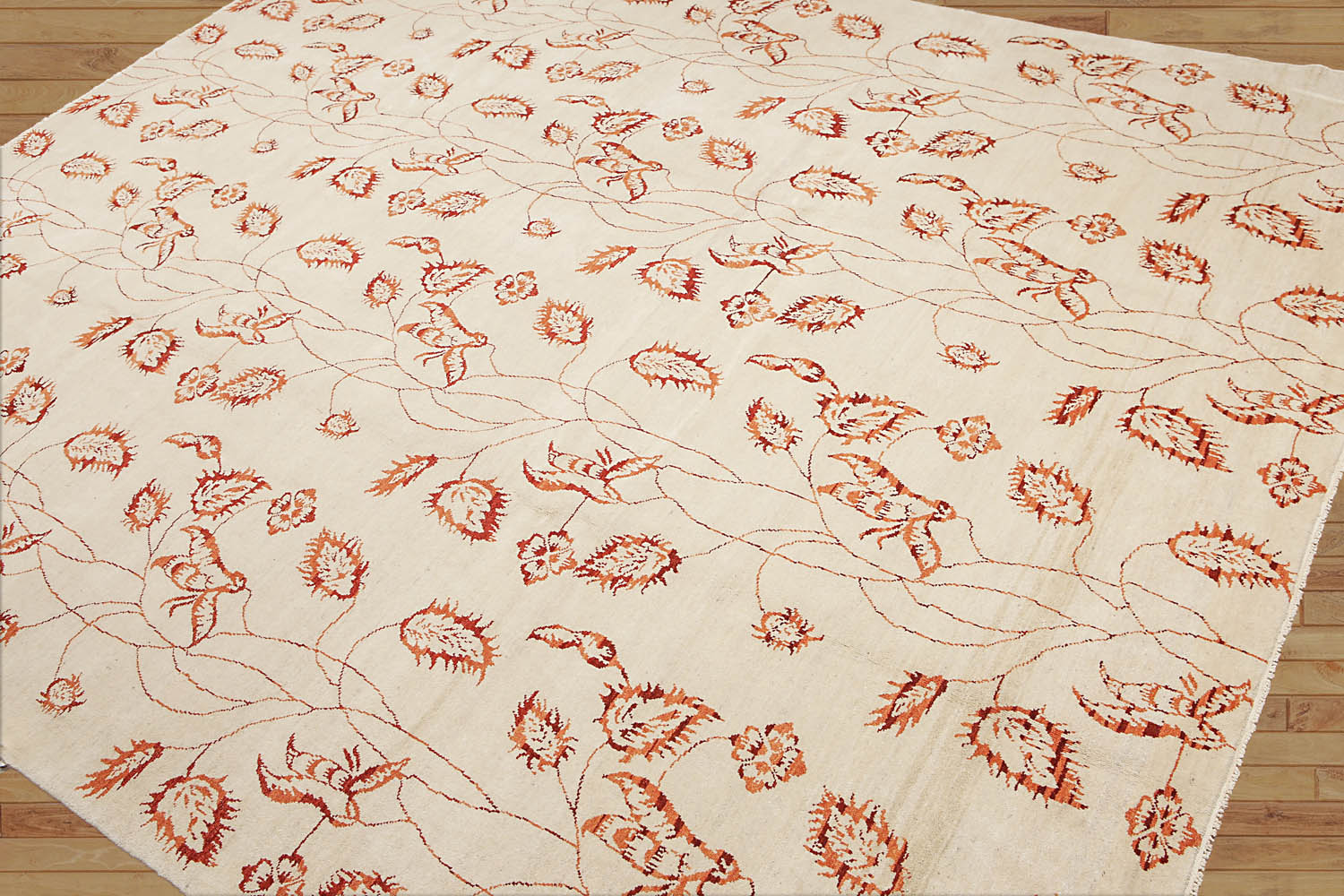 8x10 Beige, Rust, Brown Color Hand Knotted Floral 100% Wool Traditional Oriental Rug