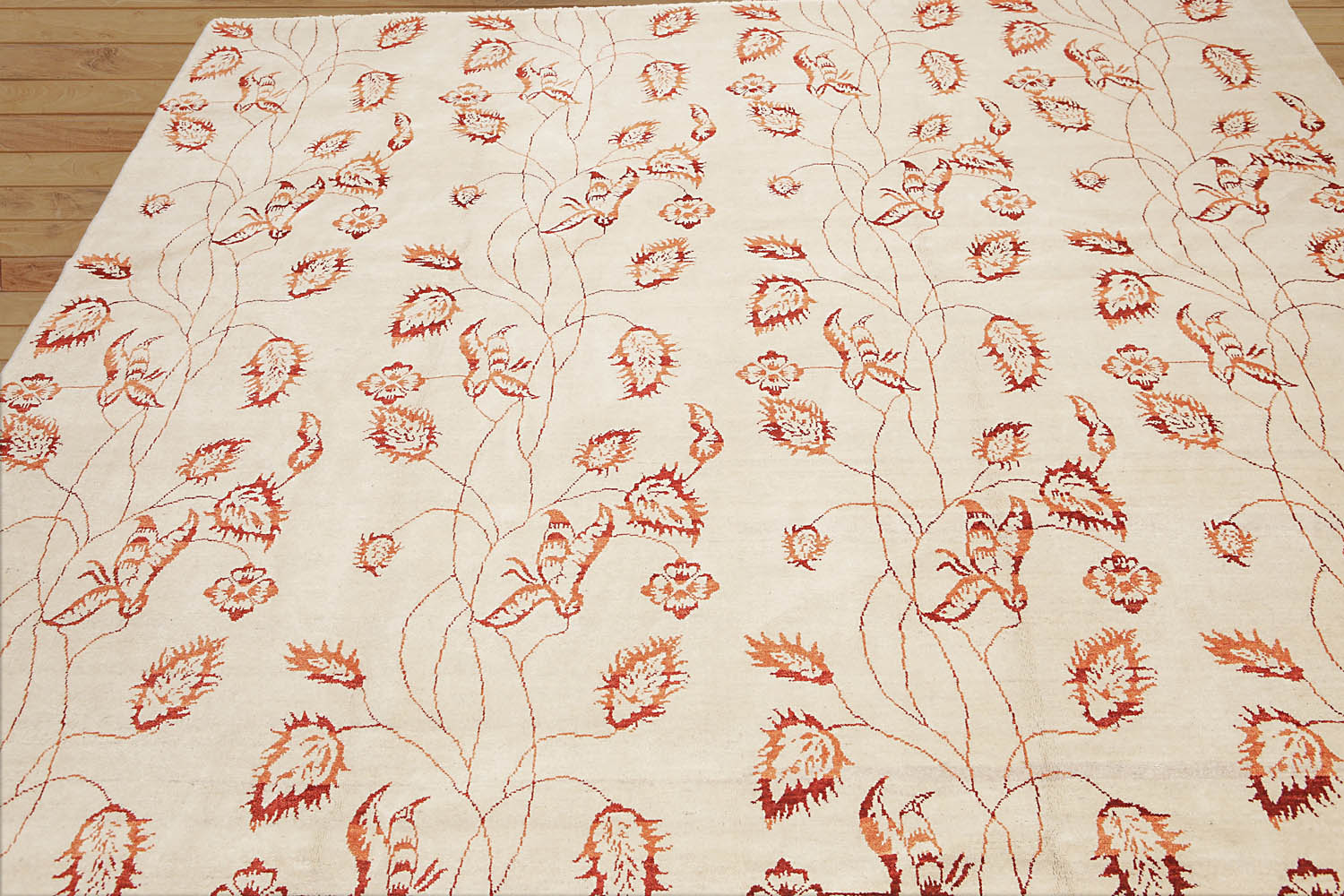 8x10 Beige, Rust, Brown Color Hand Knotted Floral 100% Wool Traditional Oriental Rug