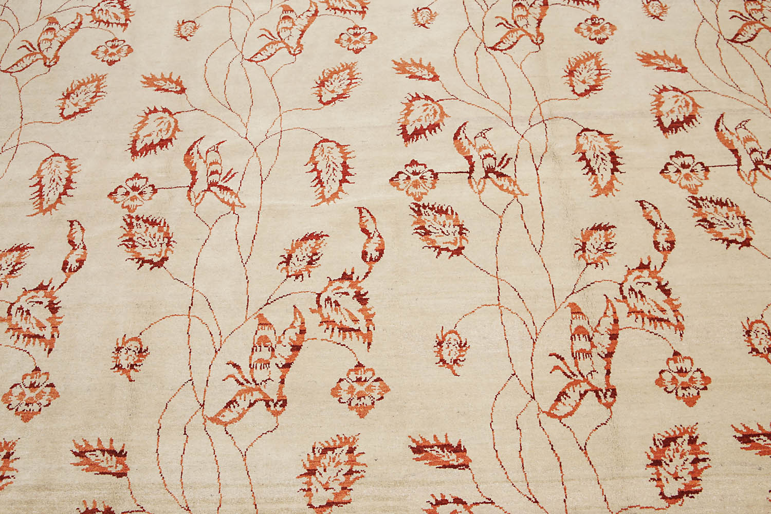 8x10 Beige, Rust, Brown Color Hand Knotted Floral 100% Wool Traditional Oriental Rug