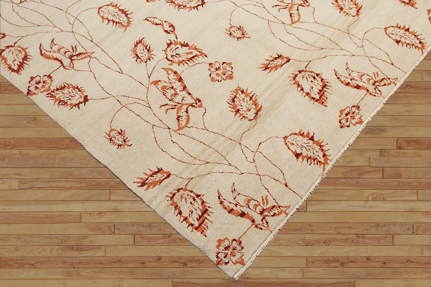 8x10 Beige, Rust, Brown Color Hand Knotted Floral 100% Wool Traditional Oriental Rug