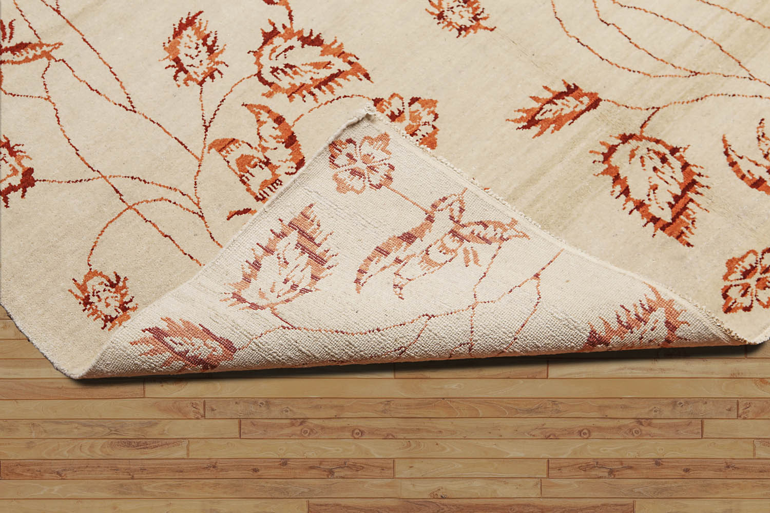 8x10 Beige, Rust, Brown Color Hand Knotted Floral 100% Wool Traditional Oriental Rug