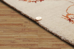 8x10 Beige, Rust, Brown Color Hand Knotted Floral 100% Wool Traditional Oriental Rug