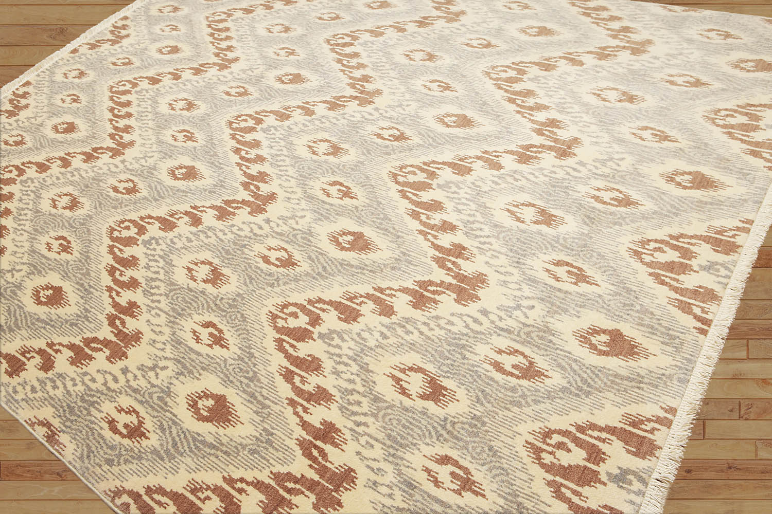 8x10 Beige, Brown, Gray Color Hand Knotted All-Over 100% Wool Modern Oriental Rug