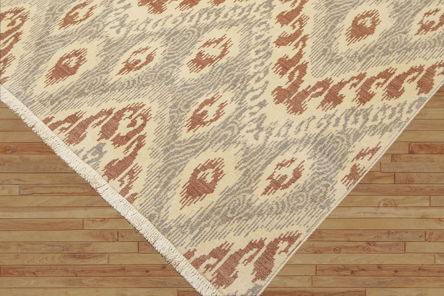 8x10 Beige, Brown, Gray Color Hand Knotted All-Over 100% Wool Modern Oriental Rug