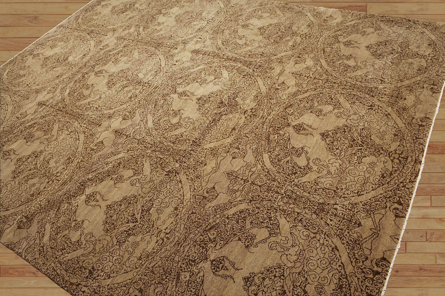 8x10 Brown, Brown, Color Hand Knotted All-Over 100% Wool Modern Oriental Rug