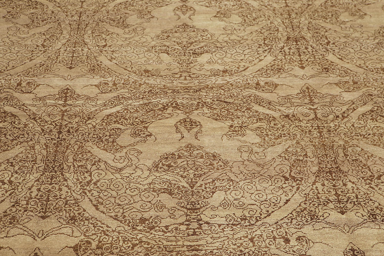 8x10 Brown, Brown, Color Hand Knotted All-Over 100% Wool Modern Oriental Rug