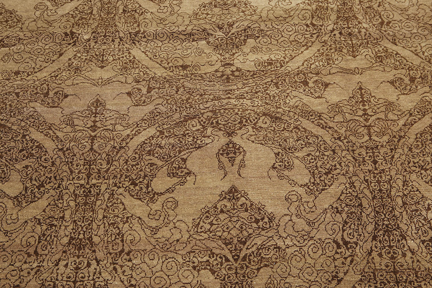 8x10 Brown, Brown, Color Hand Knotted All-Over 100% Wool Modern Oriental Rug