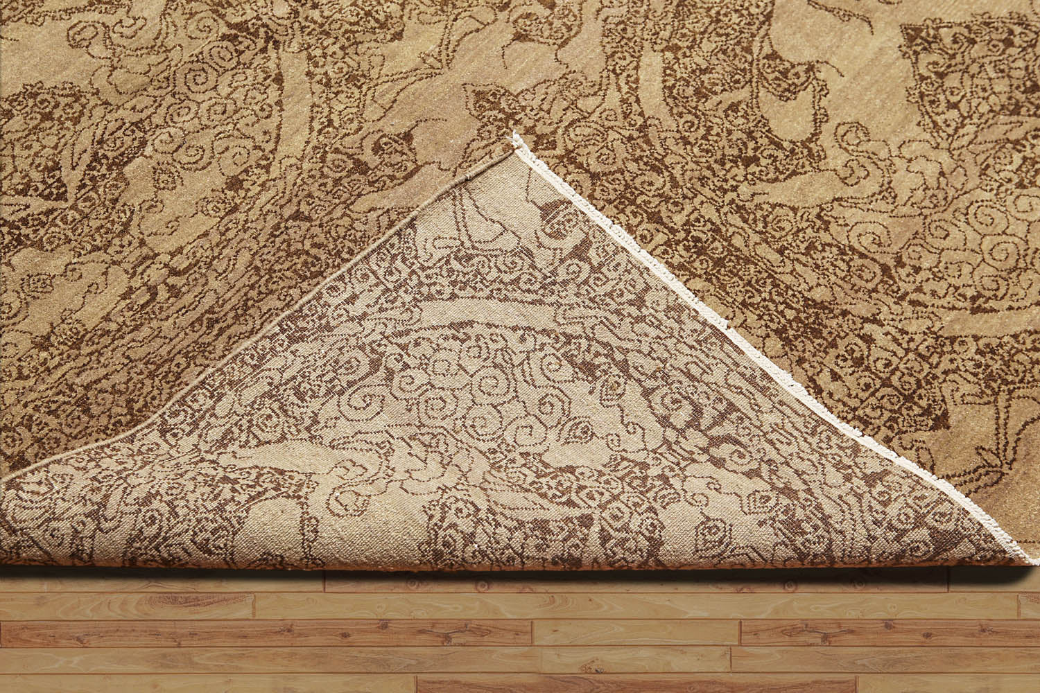 8x10 Brown, Brown, Color Hand Knotted All-Over 100% Wool Modern Oriental Rug