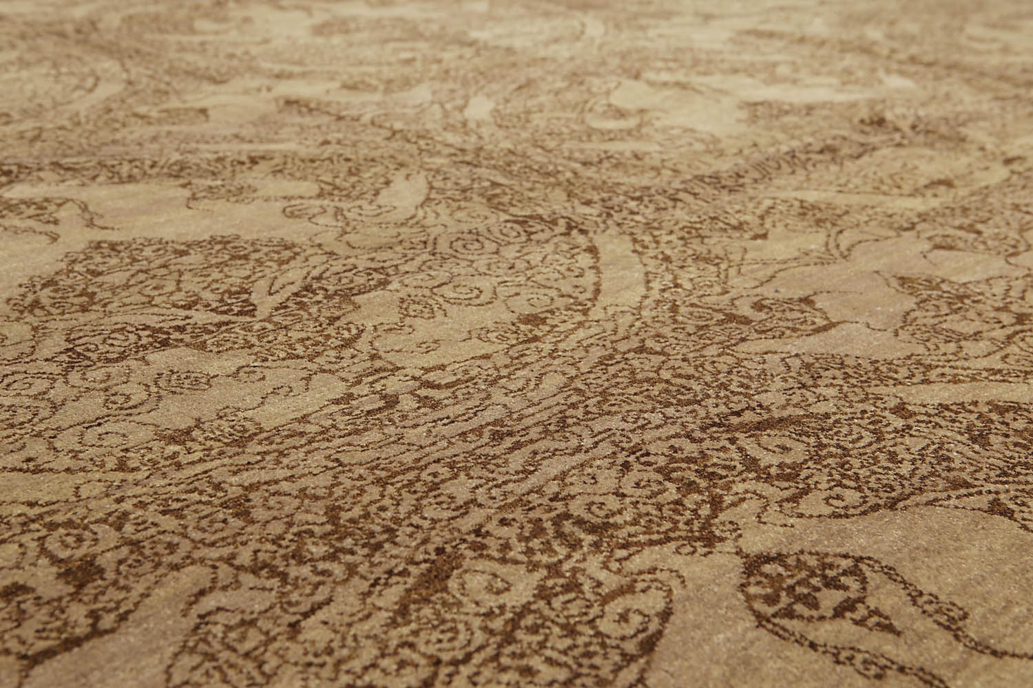 8x10 Brown, Brown, Color Hand Knotted All-Over 100% Wool Modern Oriental Rug