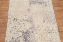 Runner Beige, Grey, Multi Color Color Hand Knotted All-Over 100% Wool Contemporary Oriental Rug