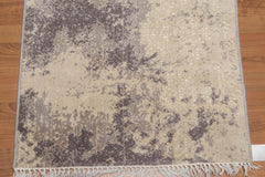 Runner Beige, Grey, Multi Color Color Hand Knotted All-Over 100% Wool Contemporary Oriental Rug
