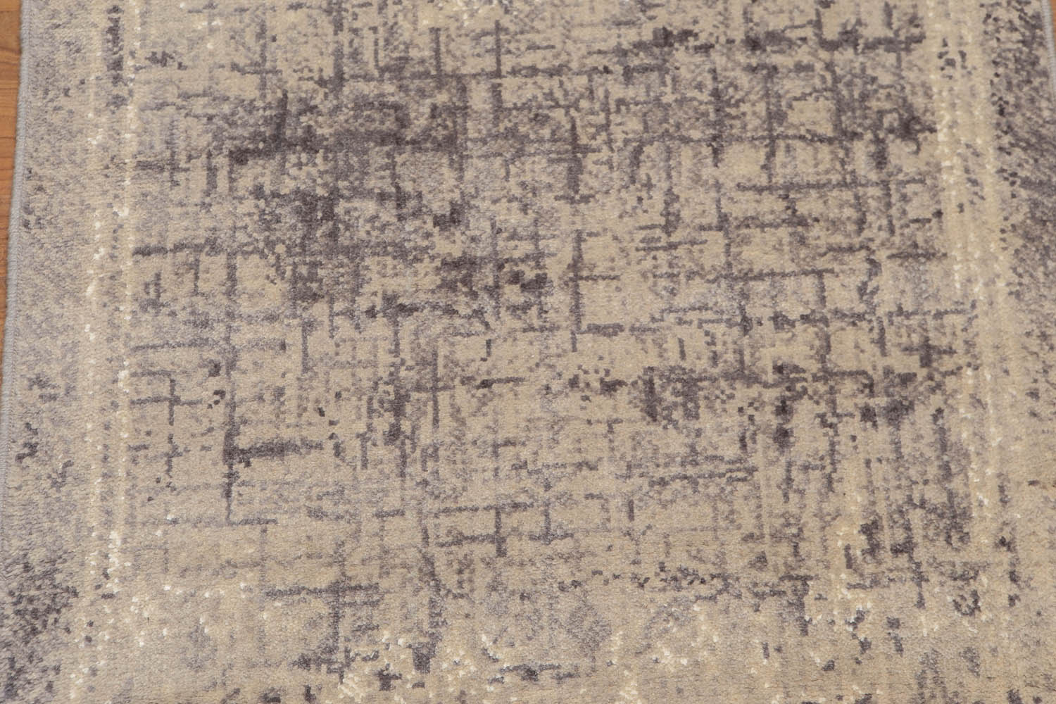 Runner Beige, Grey, Ivory Color Hand Knotted All-Over 100% Wool Contemporary Oriental Rug