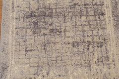 Runner Beige, Grey, Ivory Color Hand Knotted All-Over 100% Wool Contemporary Oriental Rug