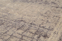 Runner Beige, Grey, Ivory Color Hand Knotted All-Over 100% Wool Contemporary Oriental Rug