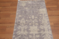 Runner Gray, Beige, Multi Color Hand Knotted All-Over 100% Wool Transitional Oriental Rug