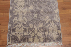 Runner Gray, Beige, Multi Color Hand Knotted All-Over 100% Wool Transitional Oriental Rug