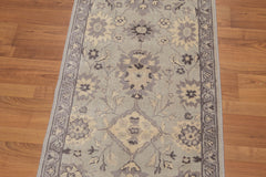 Runner Gray, Dark Grey, Beige Color Hand Knotted Floral 100% Wool Traditional Oriental Rug