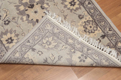 Runner Gray, Dark Grey, Beige Color Hand Knotted Floral 100% Wool Traditional Oriental Rug