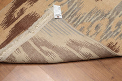 Runner Tan, Brown, Blue Color Hand Knotted All-Over 100% Wool Contemporary Oriental Rug