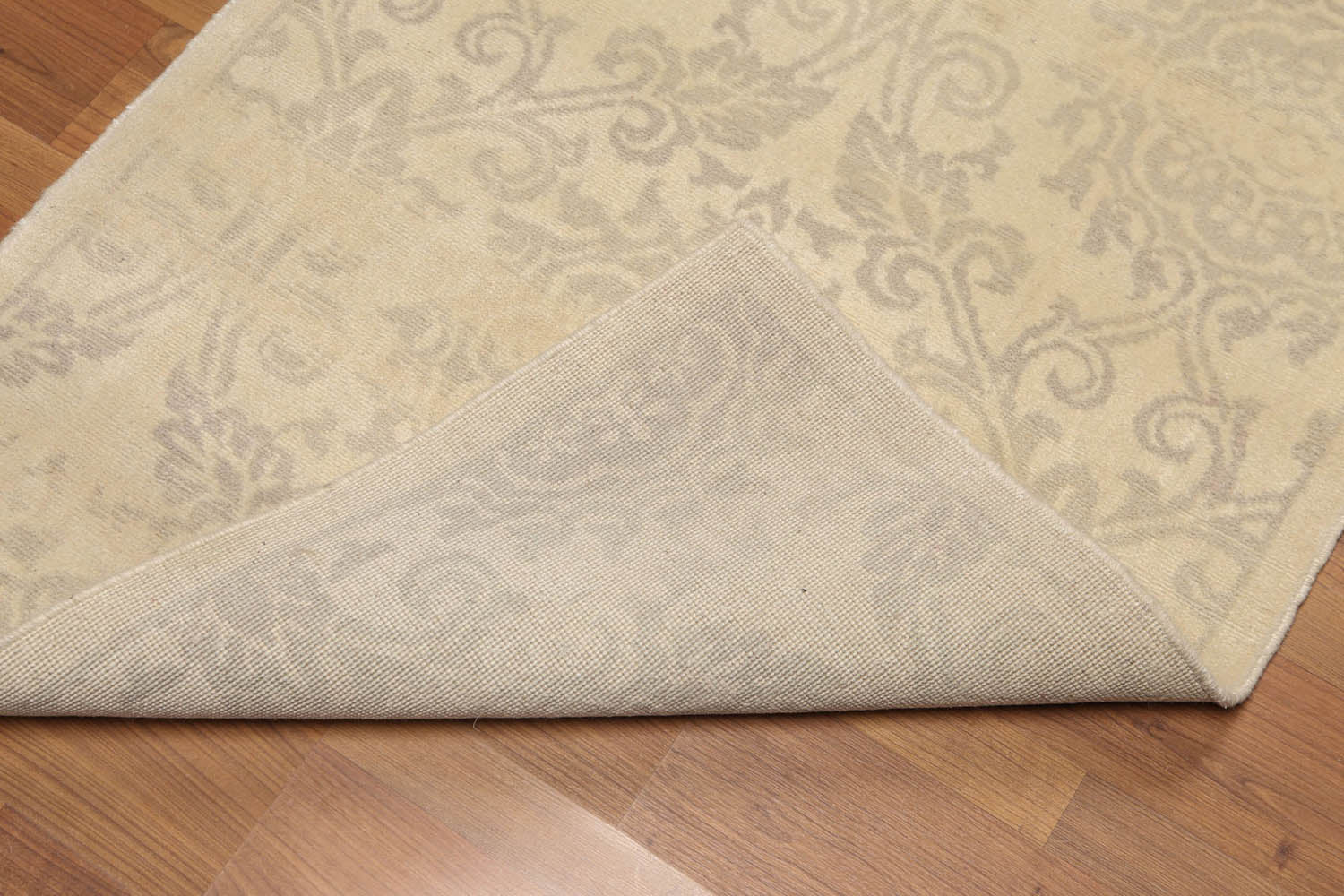 Runner Beige, Tan, Tone on Tone Color Hand Knotted Floral 100% Wool Transitional Oriental Rug