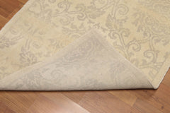 Runner Beige, Tan, Tone on Tone Color Hand Knotted Floral 100% Wool Transitional Oriental Rug