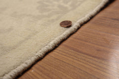 Runner Beige, Tan, Tone on Tone Color Hand Knotted Floral 100% Wool Transitional Oriental Rug