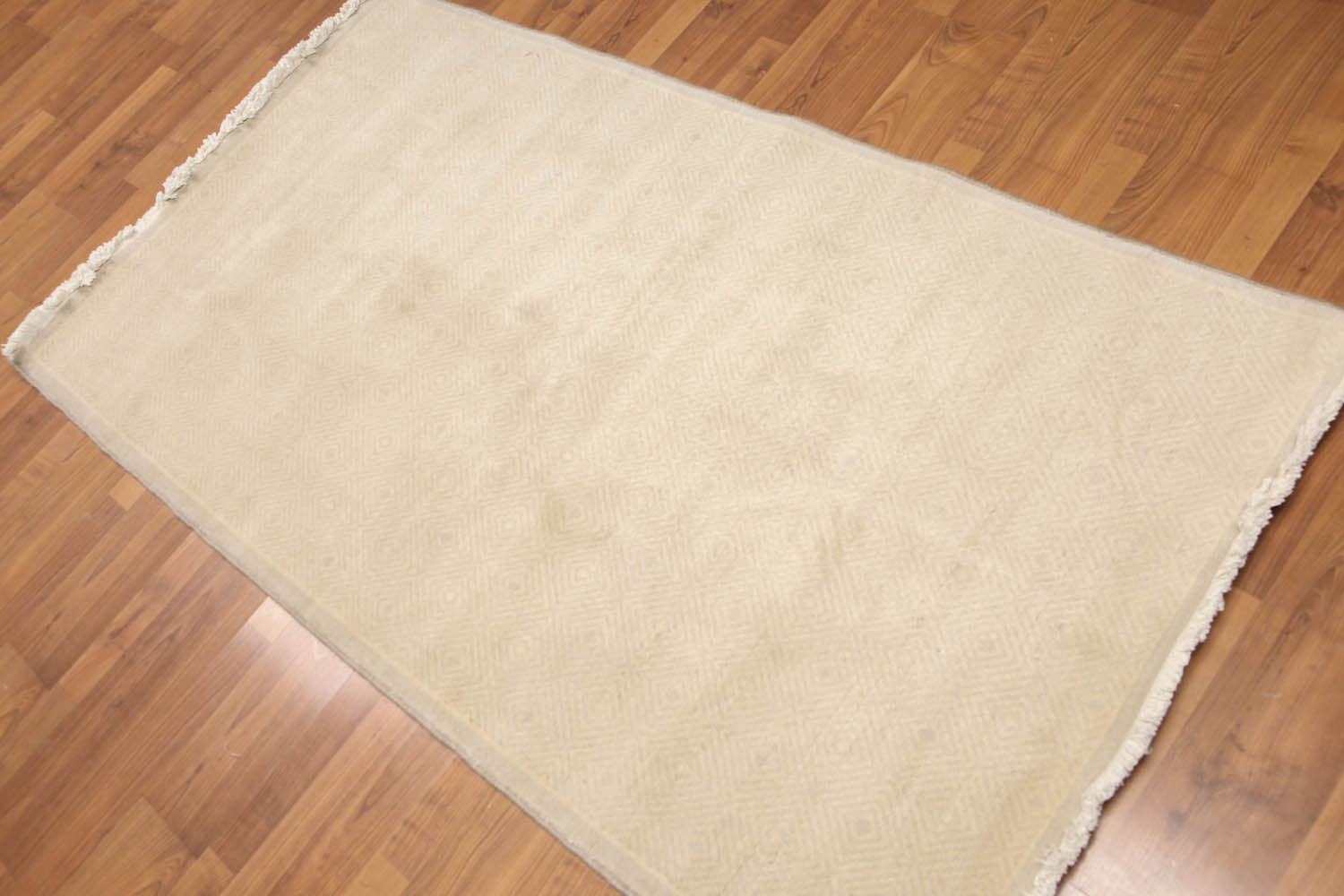 Runner Beige, Tone on tone, Color Hand Knotted All-Over 100% Wool Modern Oriental Rug