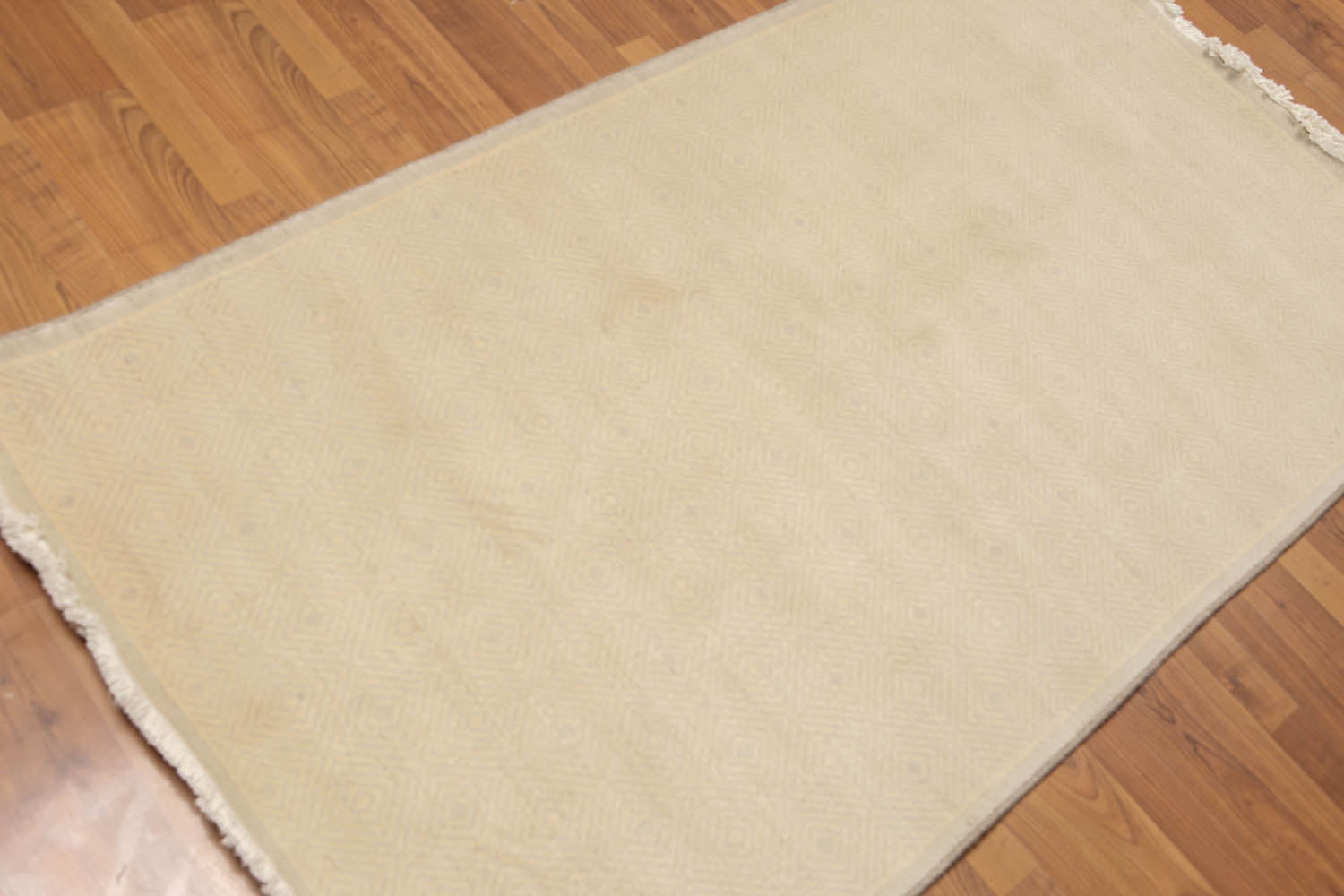 Runner Beige, Tone on tone, Color Hand Knotted All-Over 100% Wool Modern Oriental Rug