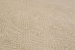 Runner Beige, Tone on tone, Color Hand Knotted All-Over 100% Wool Modern Oriental Rug