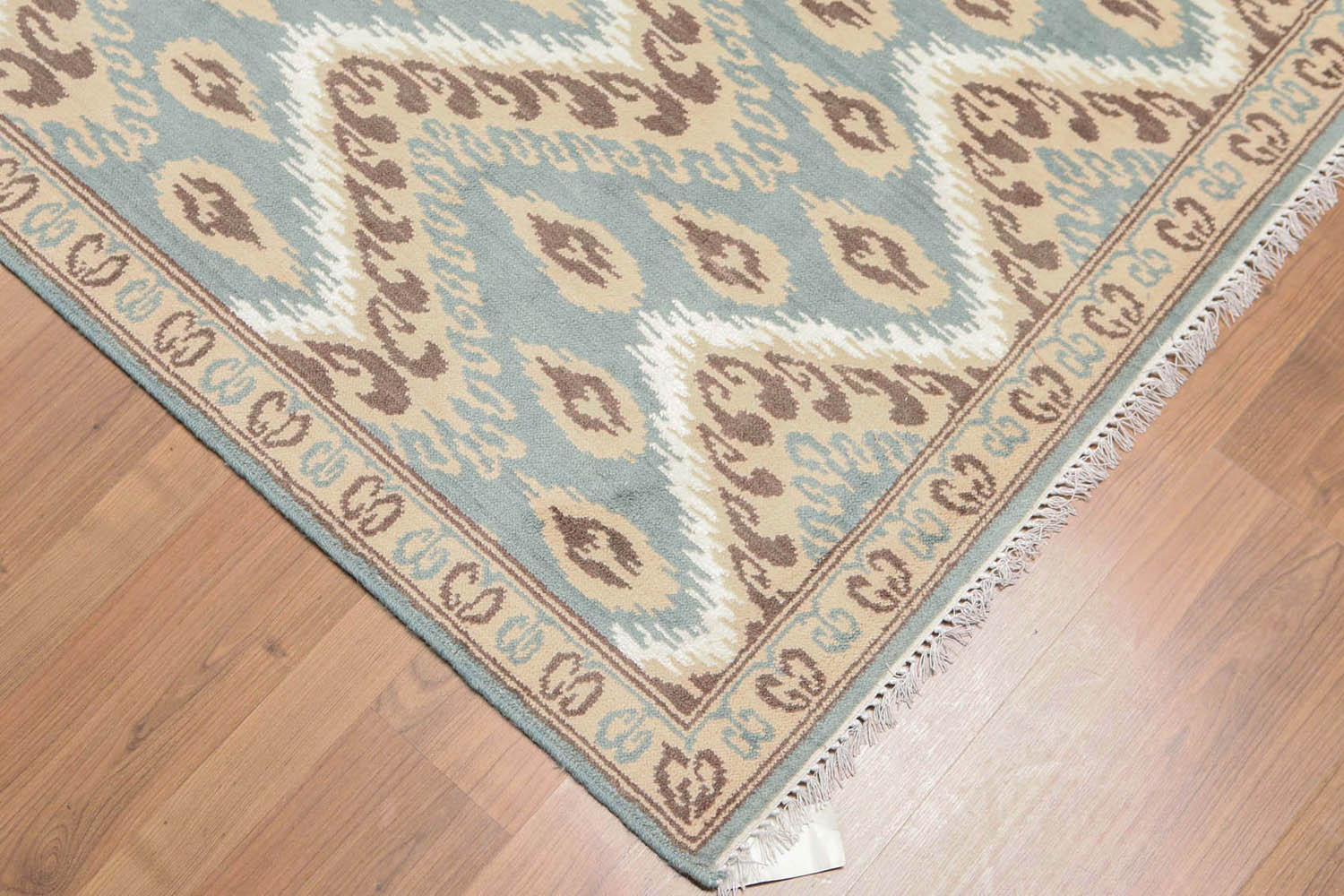 5x7 Aqua, Beige, Brown White Color Hand Knotted All-Over Wool & Bamboo Silk Contemporary Oriental Rug