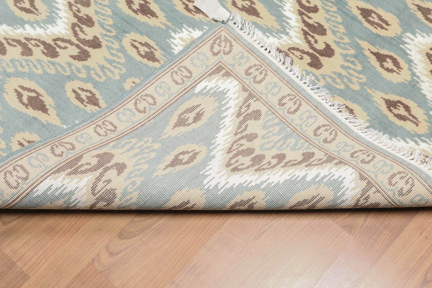 5x7 Aqua, Beige, Brown White Color Hand Knotted All-Over Wool & Bamboo Silk Contemporary Oriental Rug