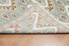 5x7 Aqua, Beige, Brown White Color Hand Knotted All-Over Wool & Bamboo Silk Contemporary Oriental Rug