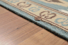 5x7 Aqua, Beige, Brown White Color Hand Knotted All-Over Wool & Bamboo Silk Contemporary Oriental Rug