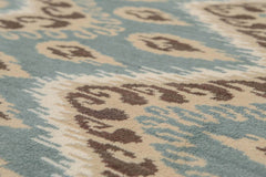 5x7 Aqua, Beige, Brown White Color Hand Knotted All-Over Wool & Bamboo Silk Contemporary Oriental Rug