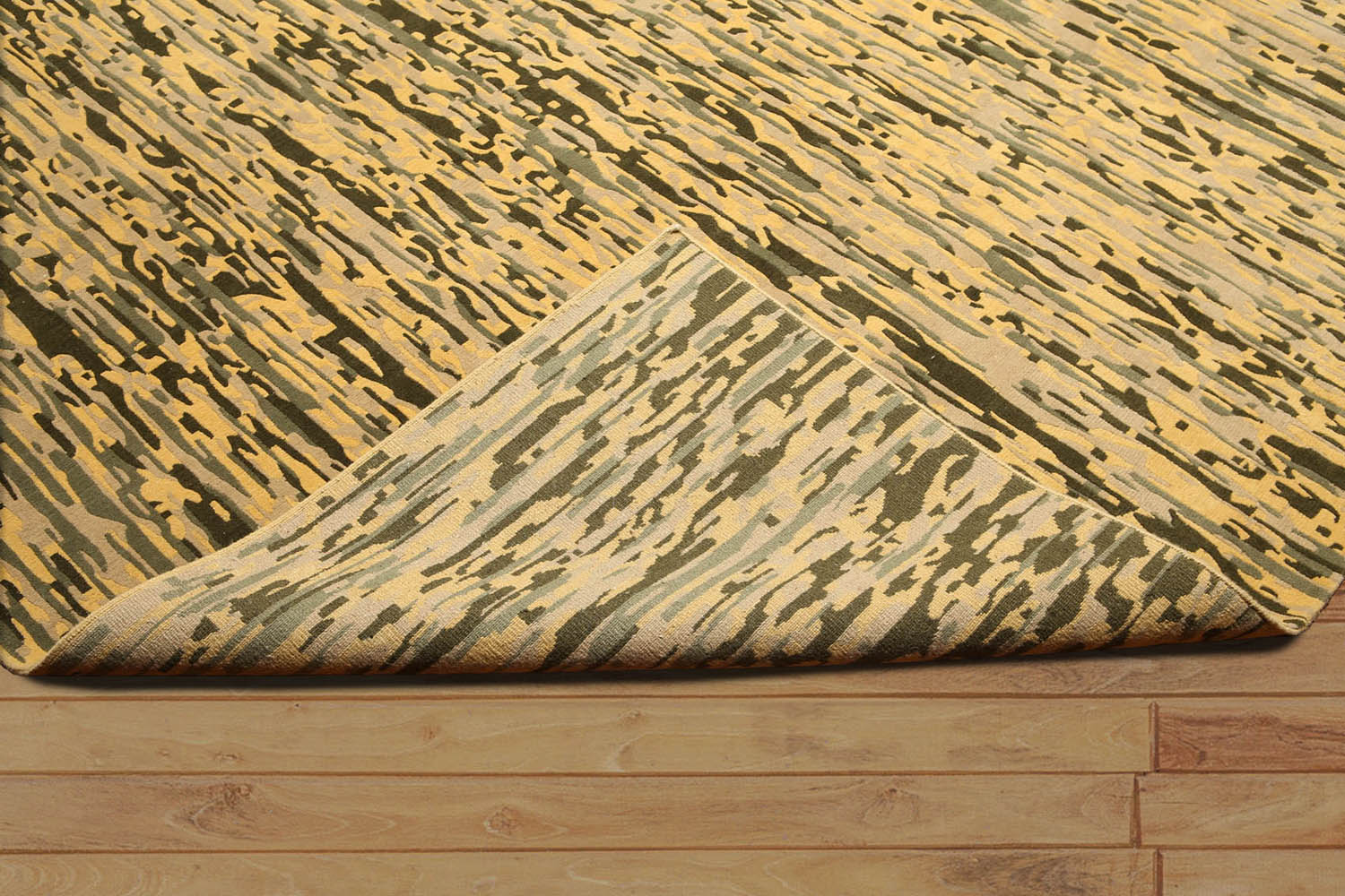 8x10 Gold, Beige, Green Color Hand Knotted All-Over 100% Wool Modern Oriental Rug