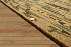 8x10 Gold, Beige, Green Color Hand Knotted All-Over 100% Wool Modern Oriental Rug