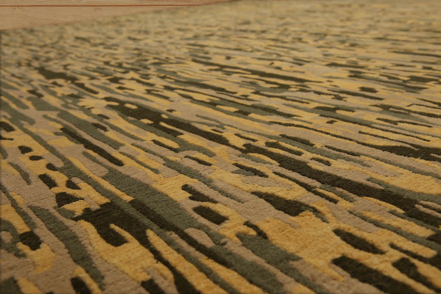 8x10 Gold, Beige, Green Color Hand Knotted All-Over 100% Wool Modern Oriental Rug