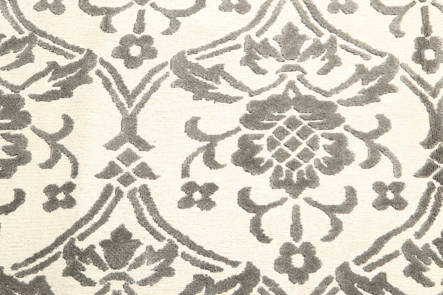 8x10 Ivory, Ivory, Color Hand Knotted Floral Wool & Silk Modern Oriental Rug