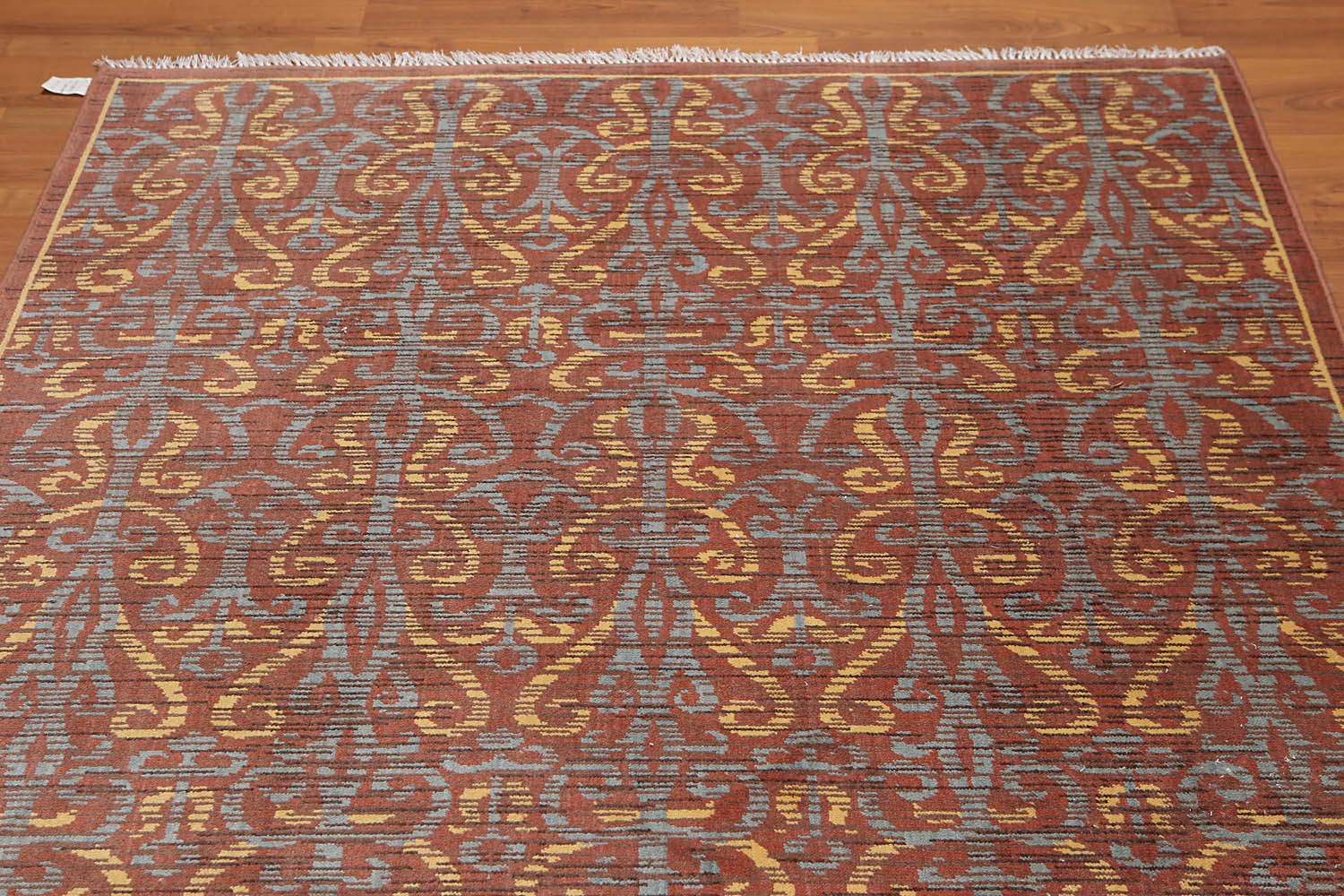 5x7 Rust, Brown, Blue Color Hand Knotted All-Over 100% Wool Transitional Oriental Rug