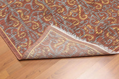 5x7 Rust, Brown, Blue Color Hand Knotted All-Over 100% Wool Transitional Oriental Rug