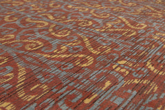 5x7 Rust, Brown, Blue Color Hand Knotted All-Over 100% Wool Transitional Oriental Rug