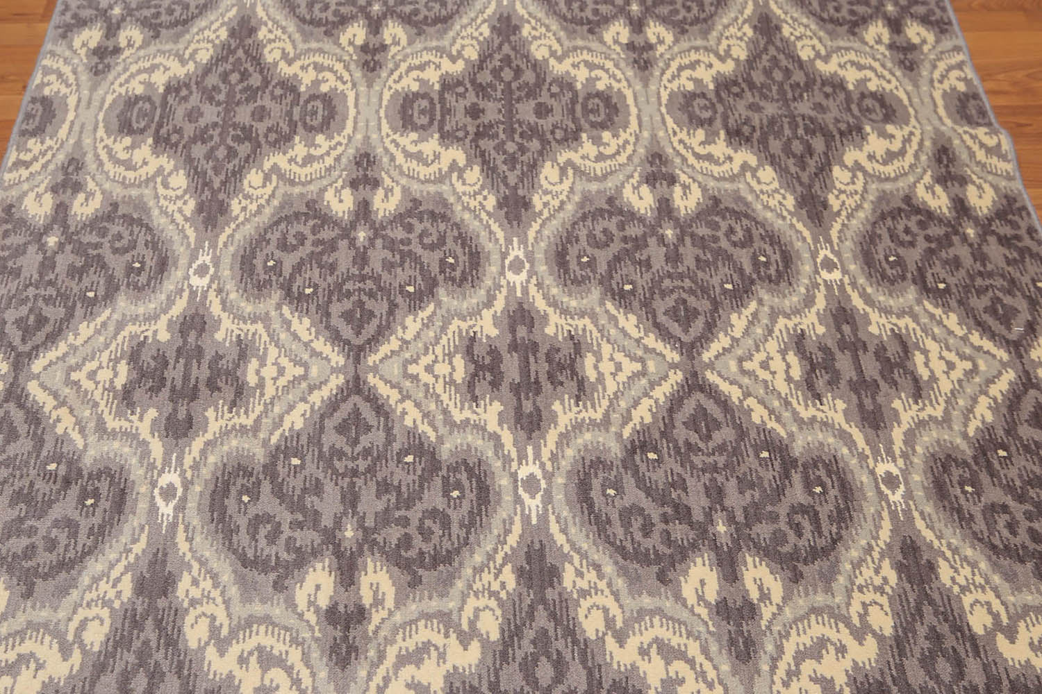 5x7 Gray, Ivory, Warm Grey Color Hand Knotted All-Over 100% Wool Contemporary Oriental Rug