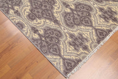 5x7 Gray, Ivory, Warm Grey Color Hand Knotted All-Over 100% Wool Contemporary Oriental Rug