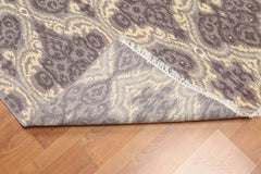 5x7 Gray, Ivory, Warm Grey Color Hand Knotted All-Over 100% Wool Contemporary Oriental Rug